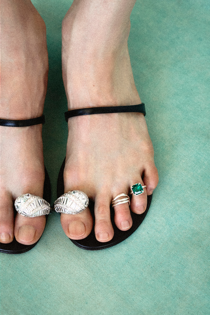 Chan Luu Caprice Crystal Toe Ring Emerald Toe Rings