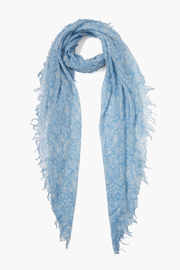 chan luu Cashmere and Silk Scarf Baby Blue Dahlia Floral Scarves