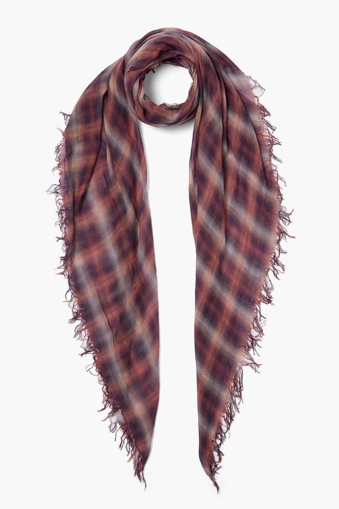 chan luu Cashmere and Silk Scarf Dark Sapphire Plaid Scarves