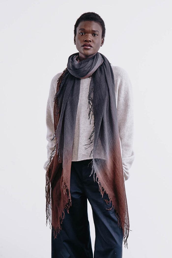Chan Luu Cashmere And Silk Scarf Espresso Dip Dyed Scarves