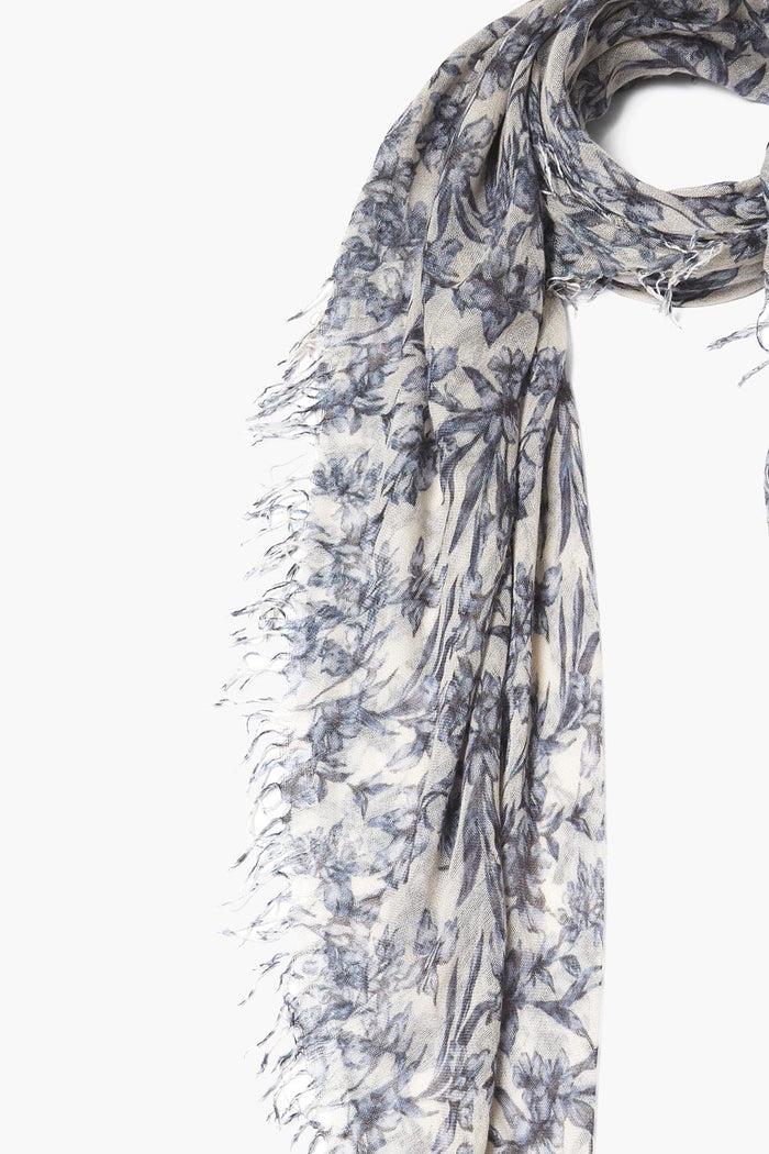 Chan Luu Cashmere And Silk Scarf Estate Blue Vintage Floral Scarves