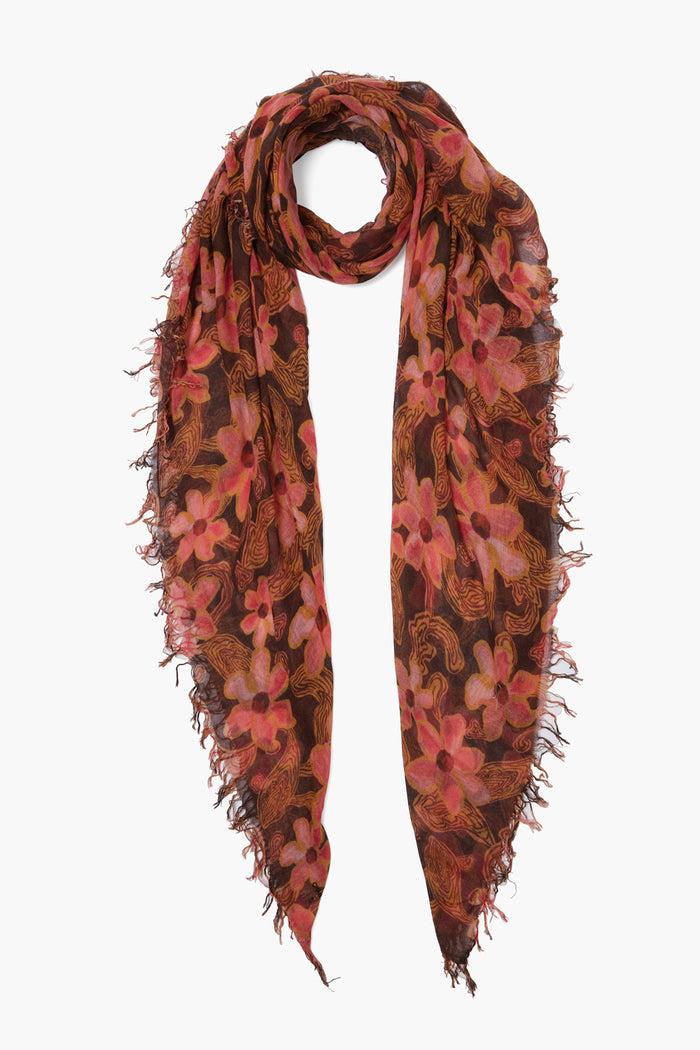 chan luu Cashmere and Silk Scarf Fired Brick Meadow Floral Scarves