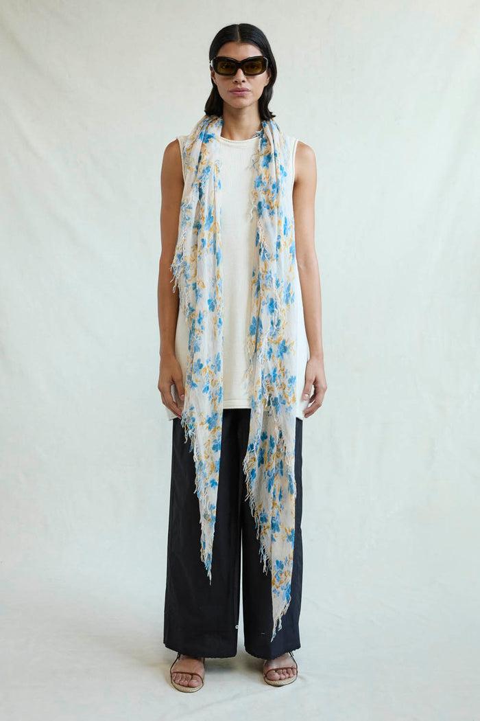 Chan Luu Cashmere And Silk Scarf Lagoon Floral Scarves
