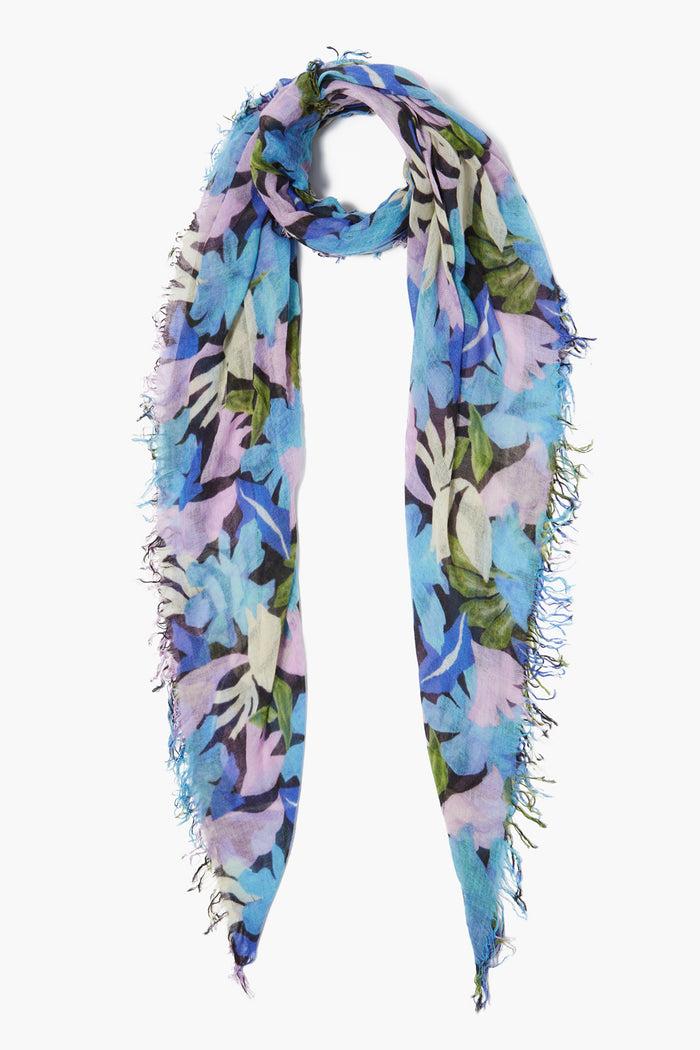 chan luu Cashmere and Silk Scarf Pageant Blue Floral Print Scarves