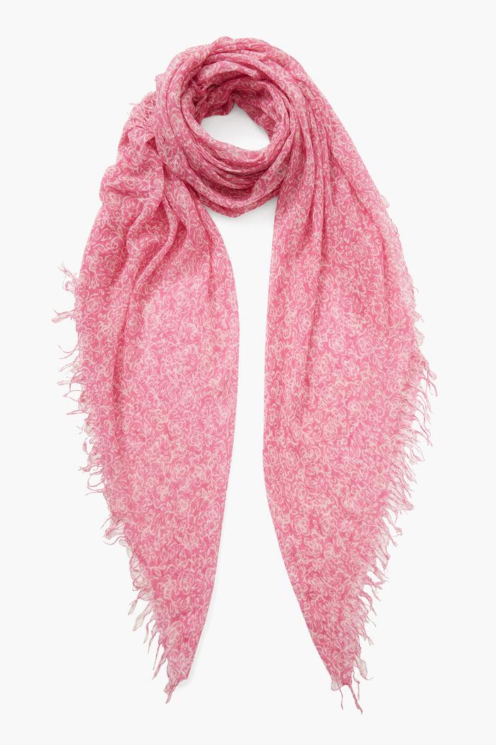 chan luu Cashmere and Silk Scarf Pink Hibiscus Floral Scarves