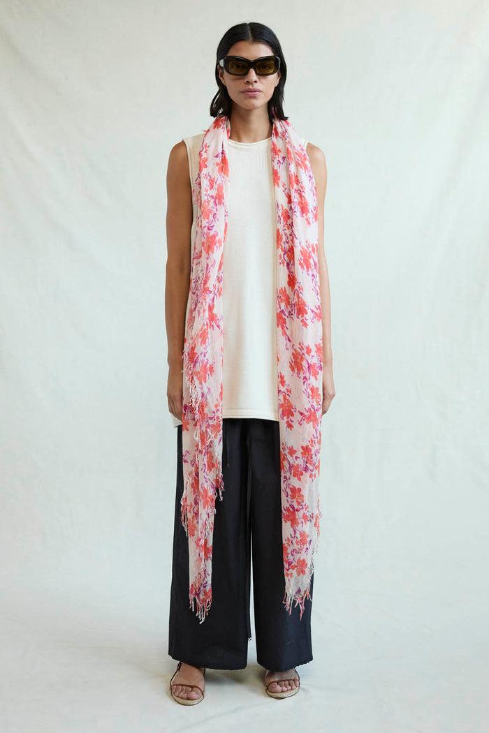 Chan Luu Cashmere And Silk Scarf Poppy Floral Scarves