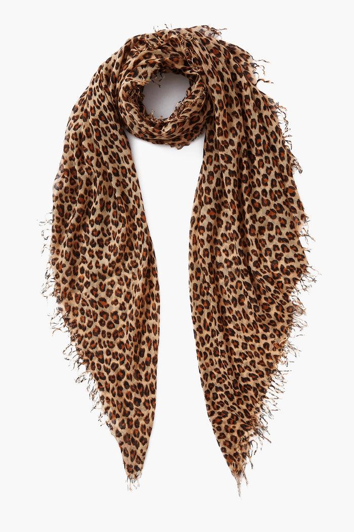chan luu Cashmere and Silk Scarf Roasted Pecan Leopard Scarves