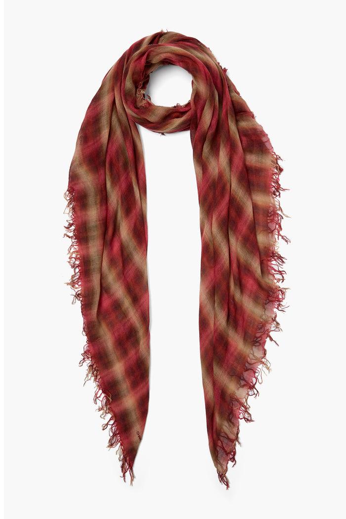 chan luu Cashmere and Silk Scarf Savvy Red Sapphire Plaid Scarves