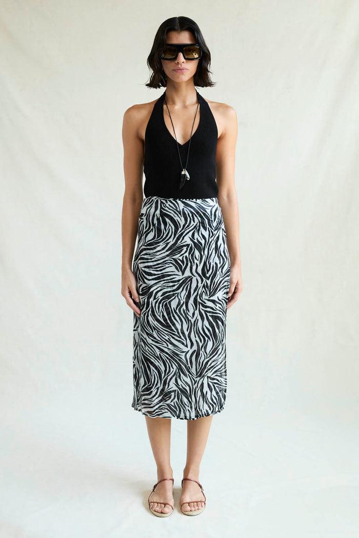 chan luu Alma Wrap Skirt Zebra RTW