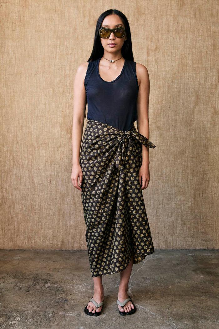 chan luu Astrid Block Print Sarong Brown RTW