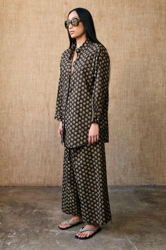 Chan Luu Astrid Block Print Set Brown RTW