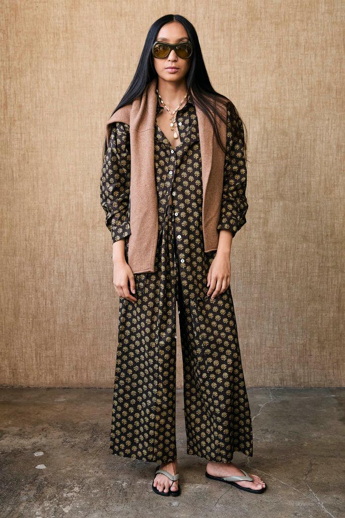 chan luu Astrid Block Print Set Brown RTW