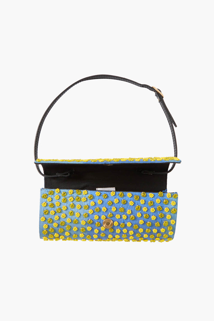 Chan Luu Beaded Silk Clutch Blue Check Accessories