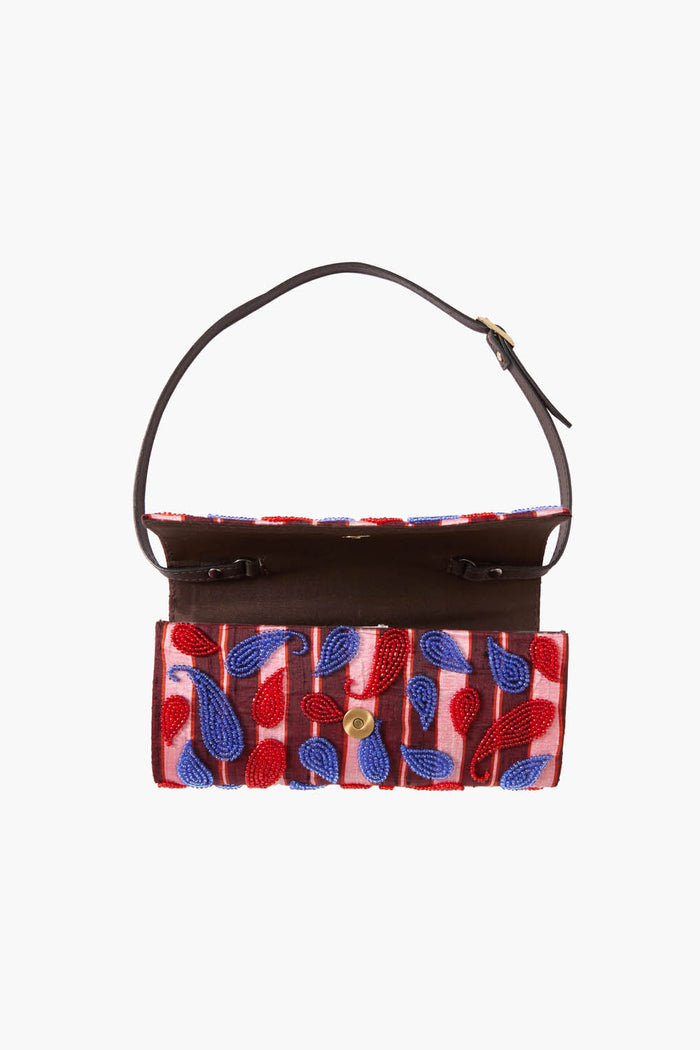 Chan Luu Beaded Silk Clutch Red Stripe Accessories