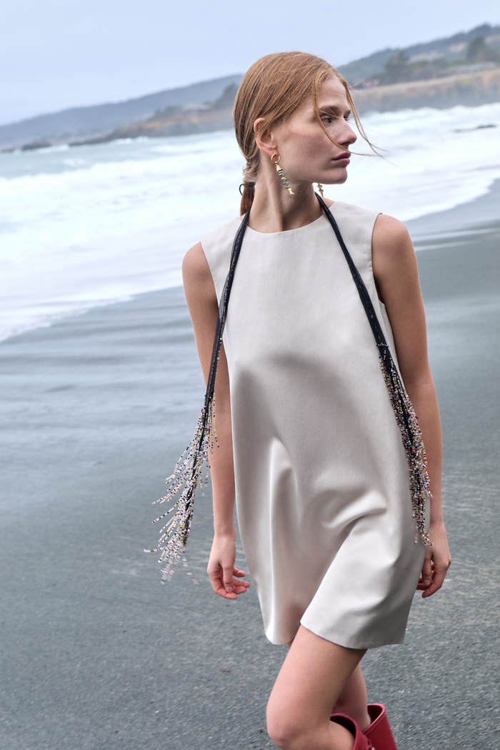 Chan Luu Beaded Skinny Scarf Black Accessories