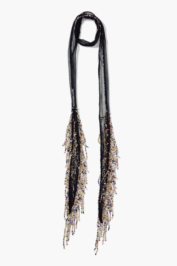 chan luu Beaded Skinny Scarf Black Accessories