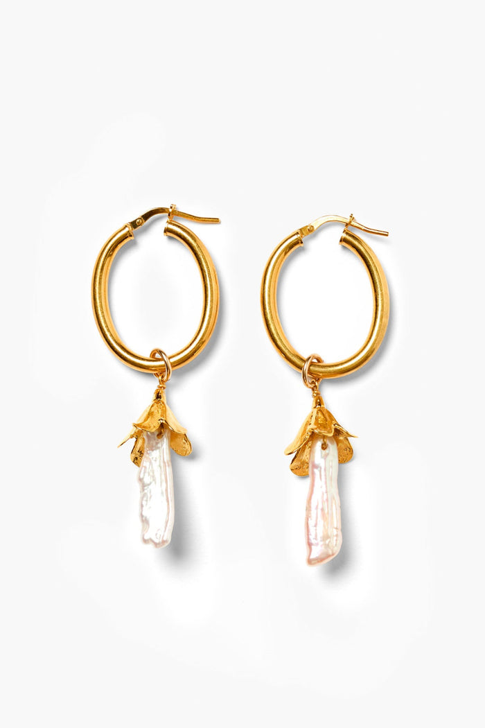 chan luu Bellflower Hoop Earrings Gold Earrings