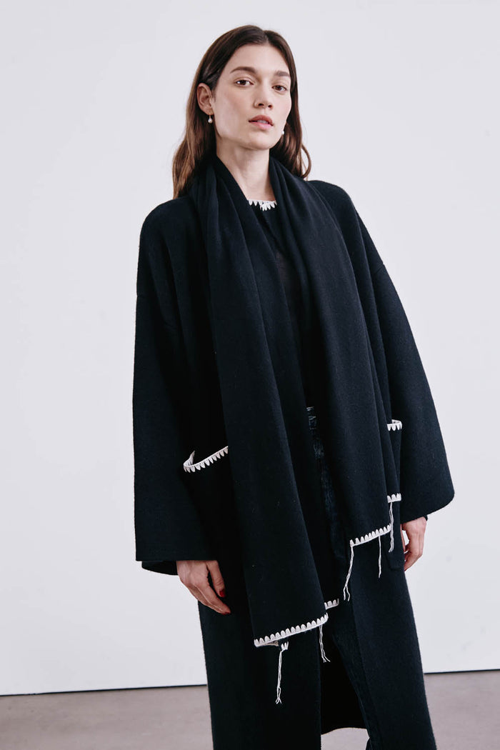 Chan Luu Blanket Stitch Scarf Black Scarves