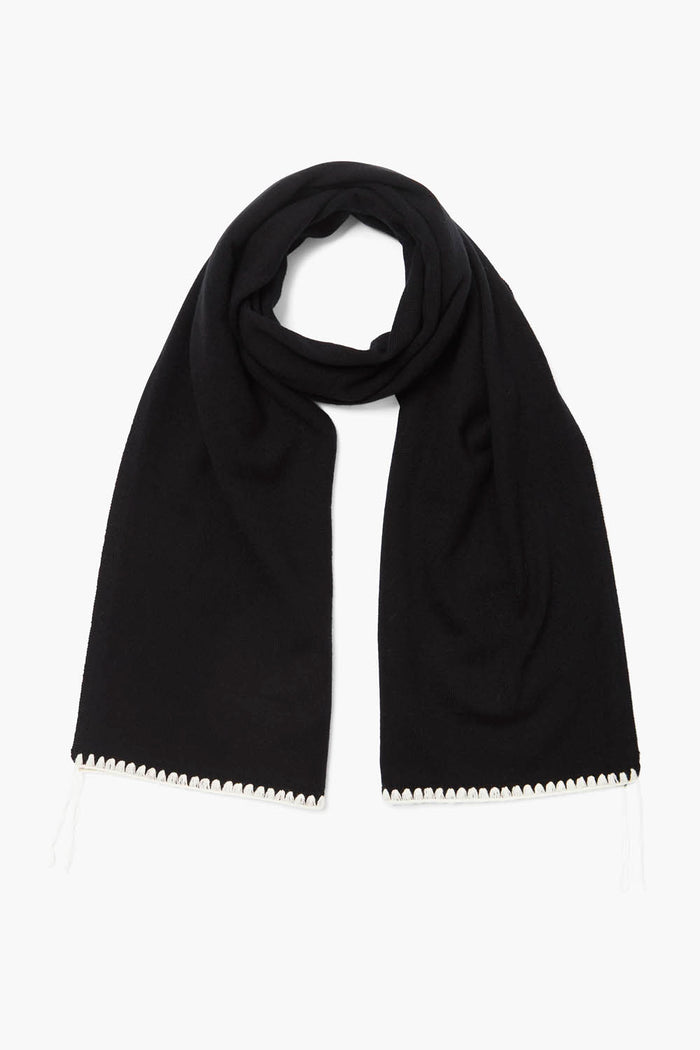 chan luu Blanket Stitch Scarf Black Scarves