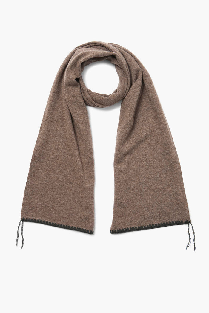 chan luu Blanket Stitch Scarf Taupe Scarves