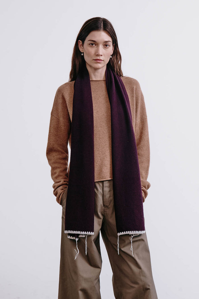 Chan Luu Blanket Stitch Scarf Wine Scarves