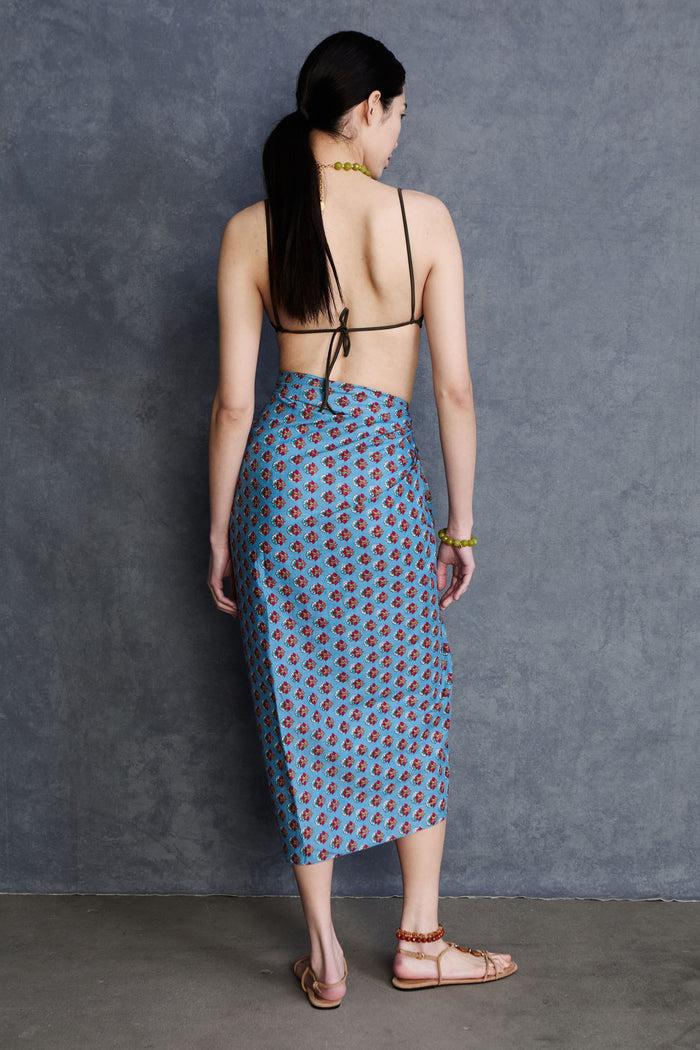 Chan Luu Canna Block Print Sarong Sky Blue RTW