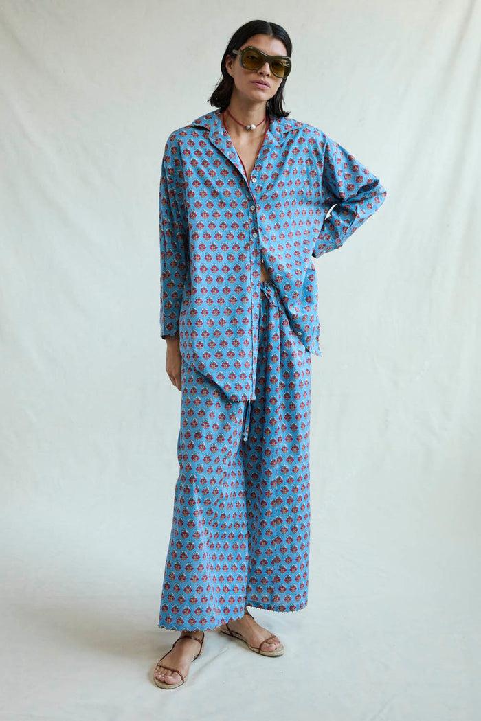 Chan Luu Canna Block Print Set Sky Blue RTW