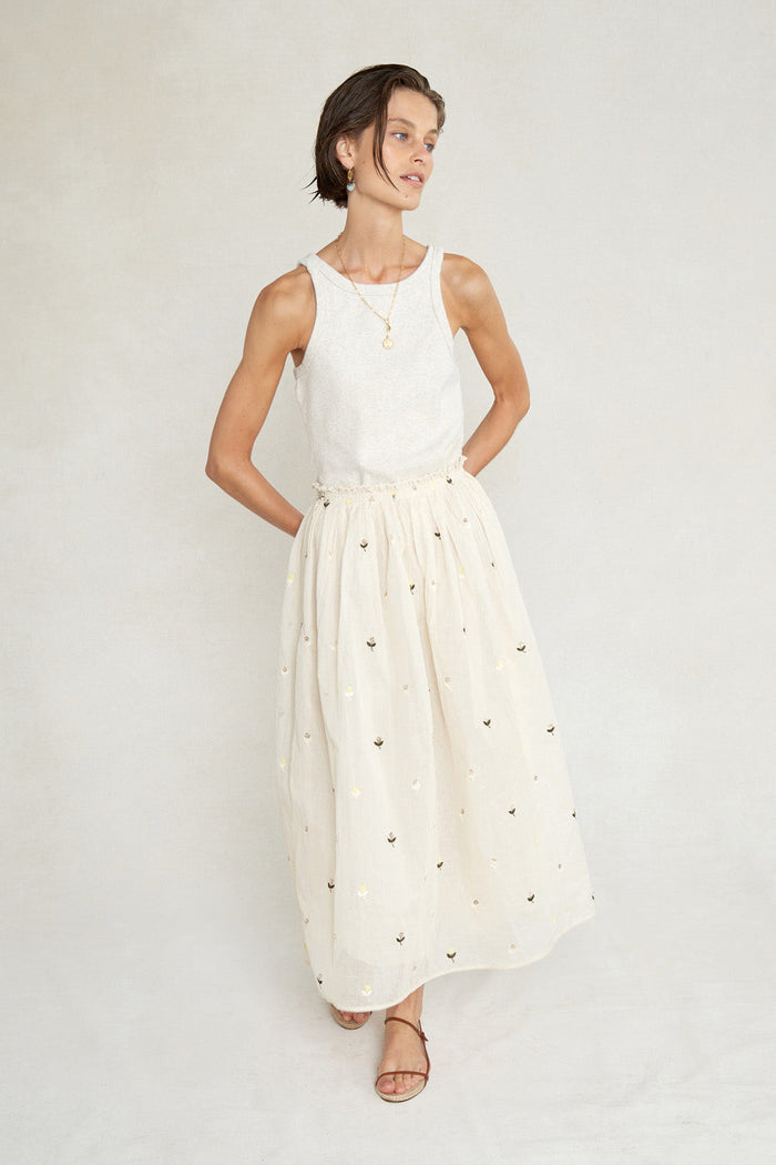 chan luu Caroline Ballet Skirt White Floral RTW