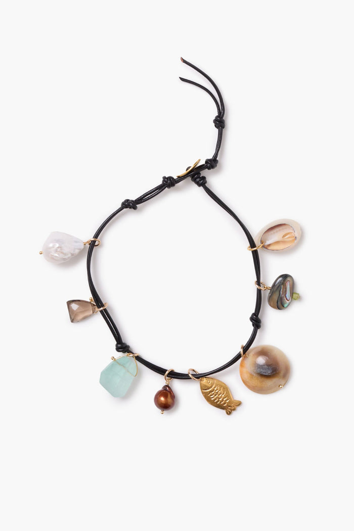 chan luu Cora Charm Anklet Black Anklets