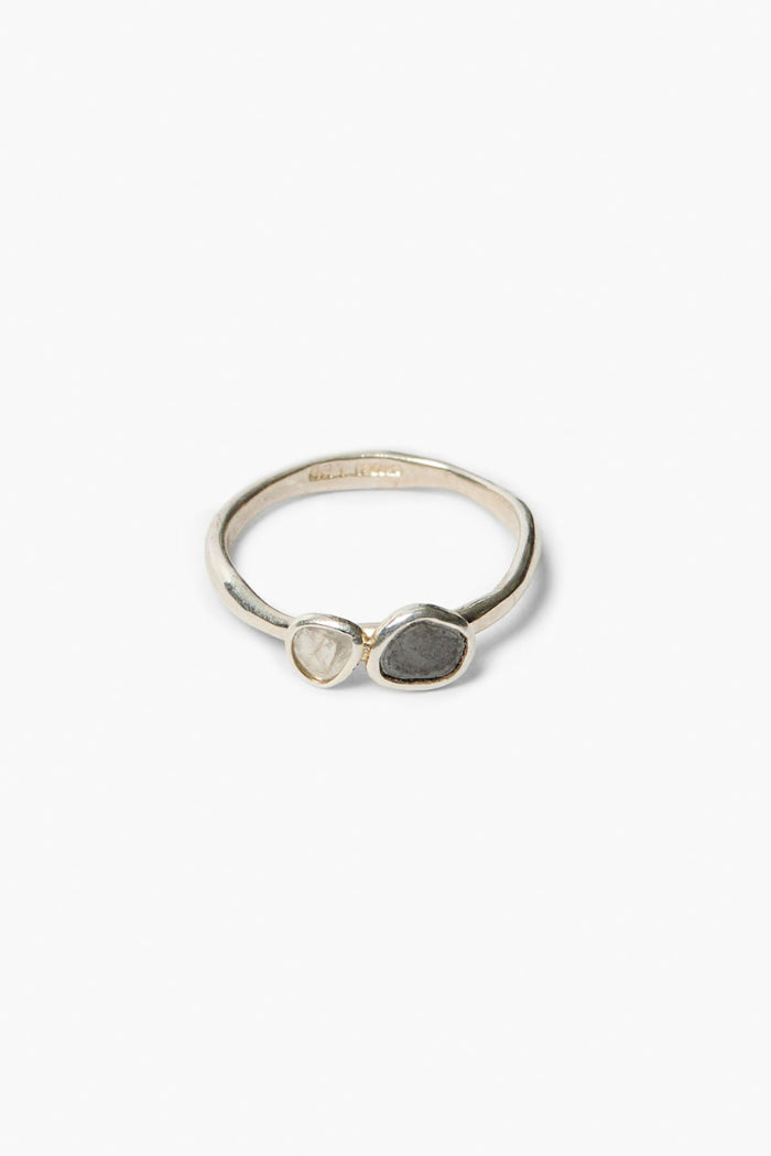 chan luu Duo Sliced Diamond Ring Silver Rings