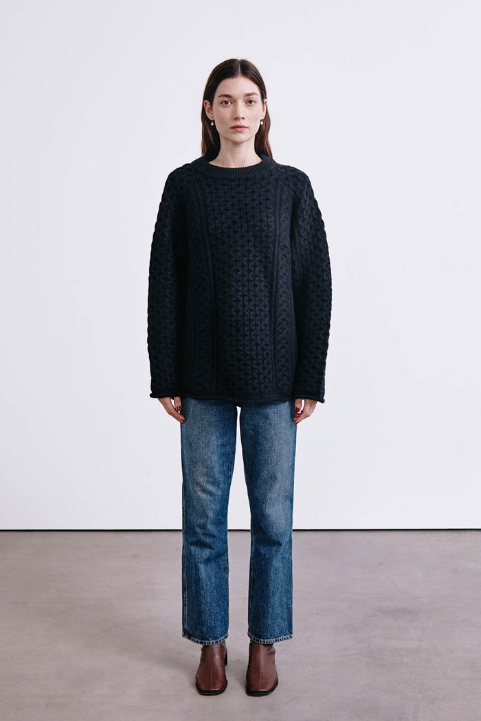 chan luu Elin Fisherman Sweater Black RTW