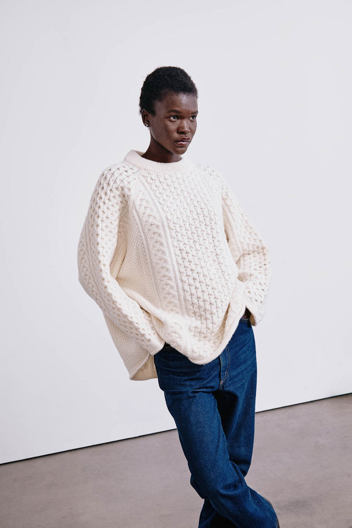 Chan Luu Elin Fisherman Sweater Pearl RTW