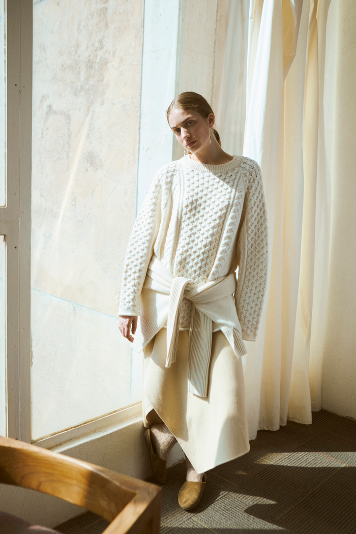 Chan Luu Elin Fisherman Sweater Pearl RTW