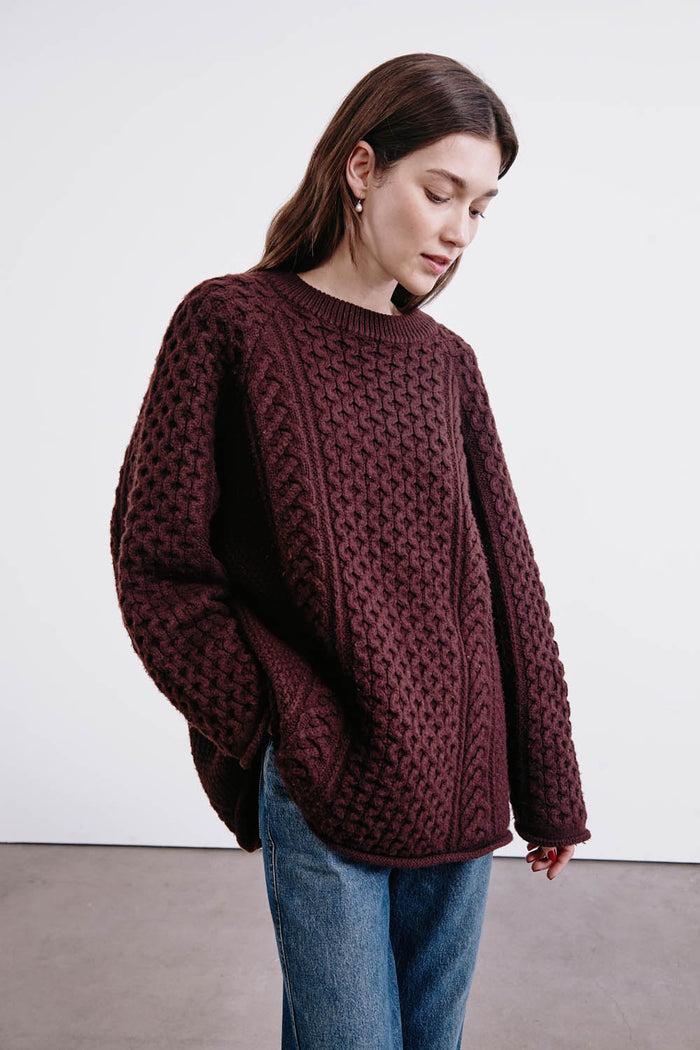 Chan Luu Elin Fisherman Sweater Wine RTW