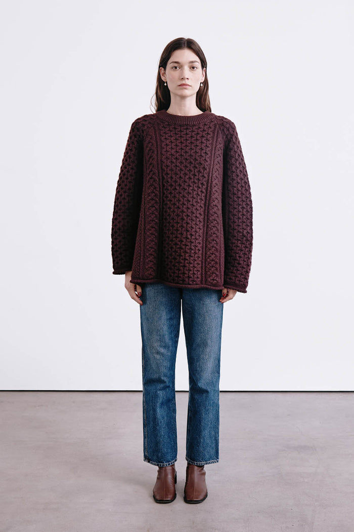 chan luu Elin Fisherman Sweater Wine RTW