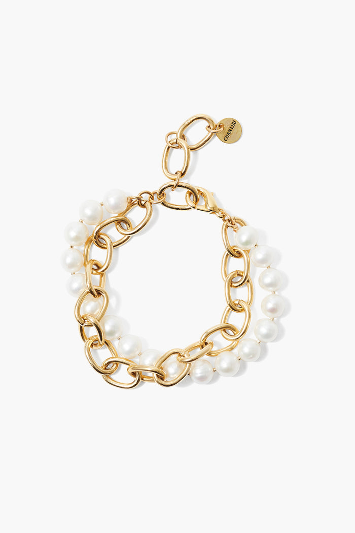 Chan Luu Esme Chain Bracelet White Pearl Bracelets