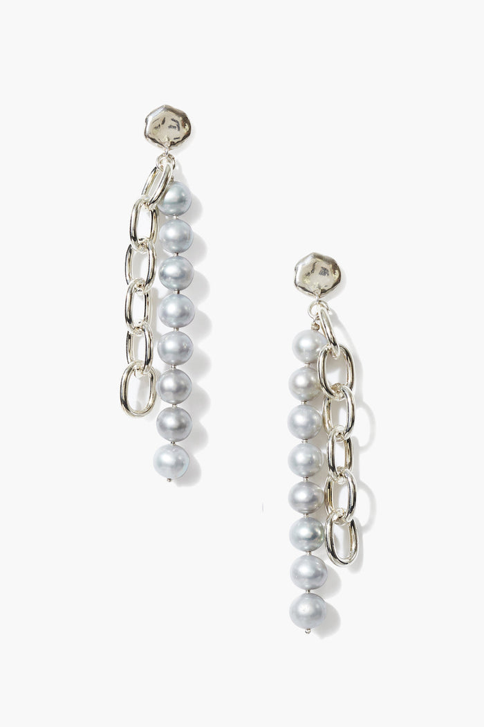 chan luu Esme Chain Earrings Grey Pearl Earrings