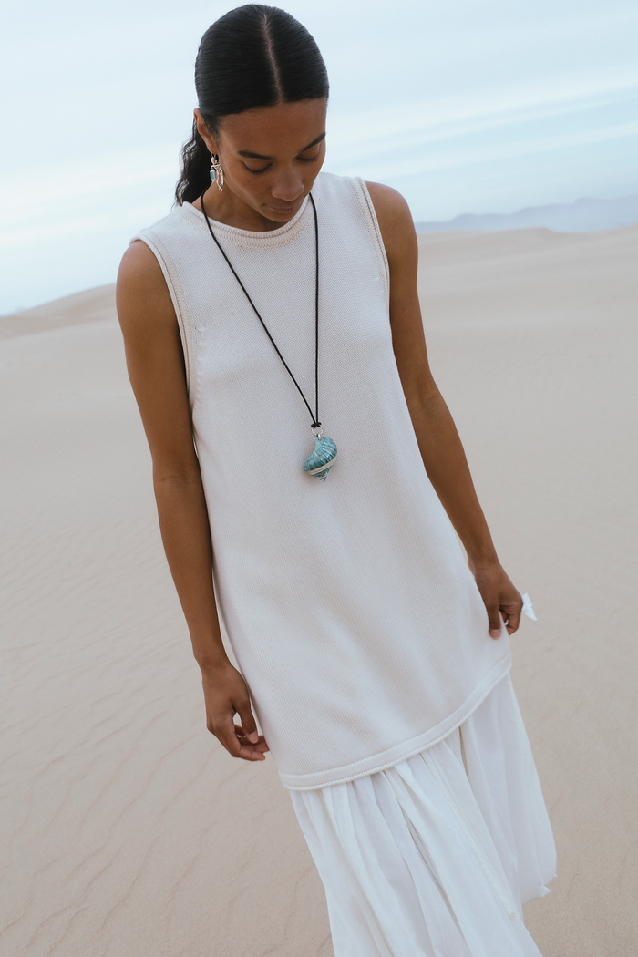 Chan Luu Exaggerated Knit Tank Eggshell RTW