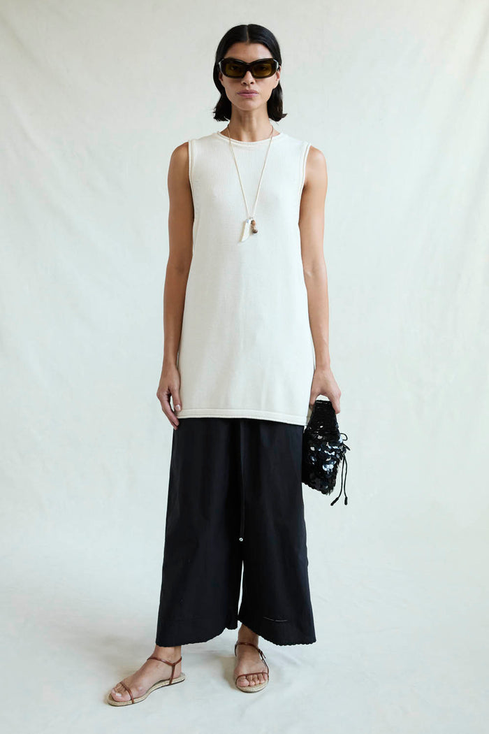 chan luu Exaggerated Knit Tank Eggshell RTW