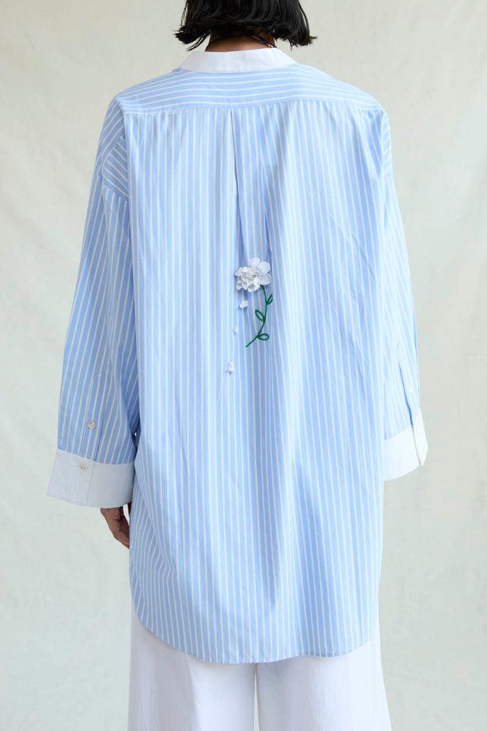 Chan Luu Falling Flower Tunic Blue Stripe RTW