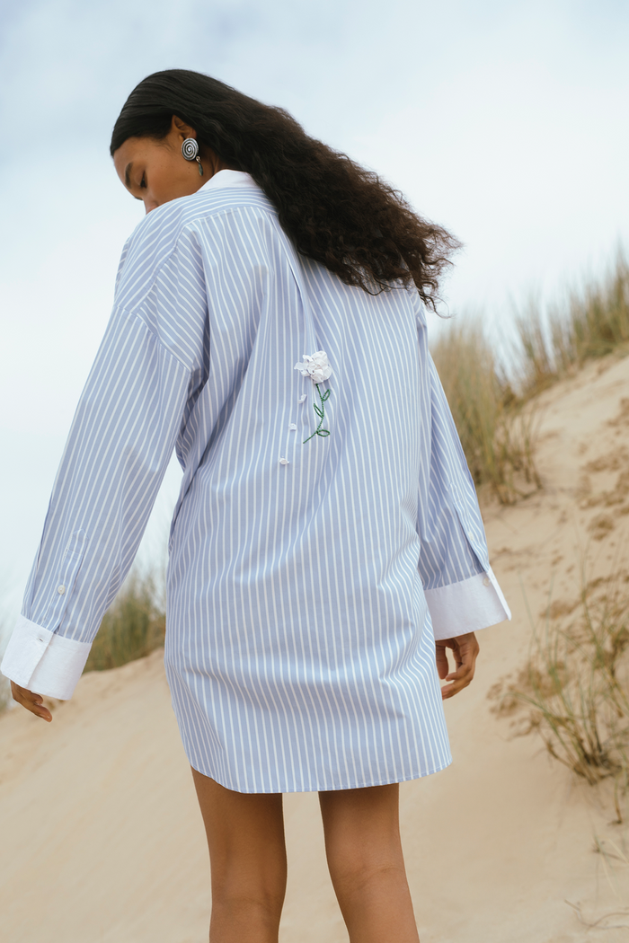 Chan Luu Falling Flower Tunic Blue Stripe RTW