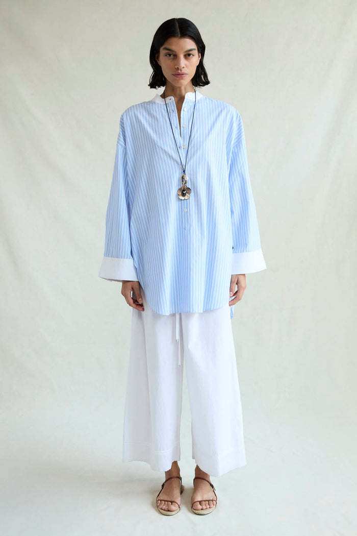 chan luu Falling Flower Tunic Blue Stripe RTW