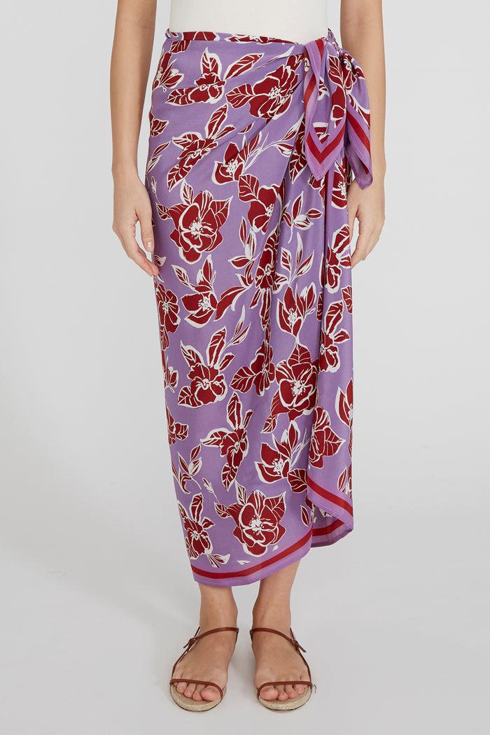 Chan Luu Floral Silk Sarong Violet RTW