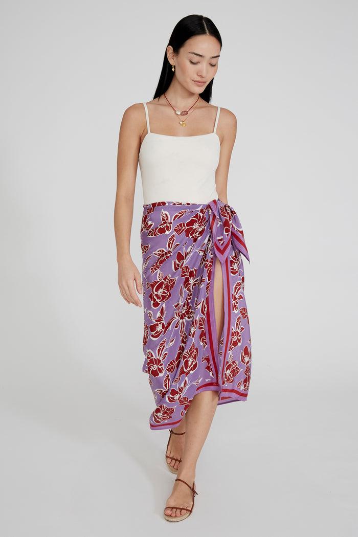 chan luu Floral Silk Sarong Violet RTW