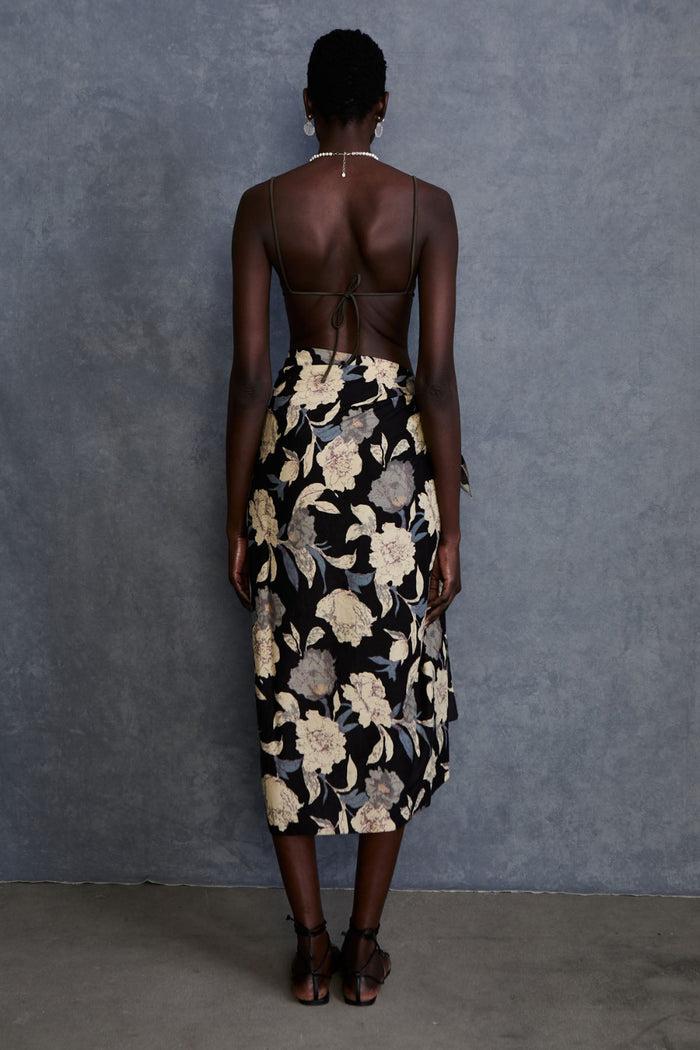 Chan Luu Freesia Printed Sarong Black RTW