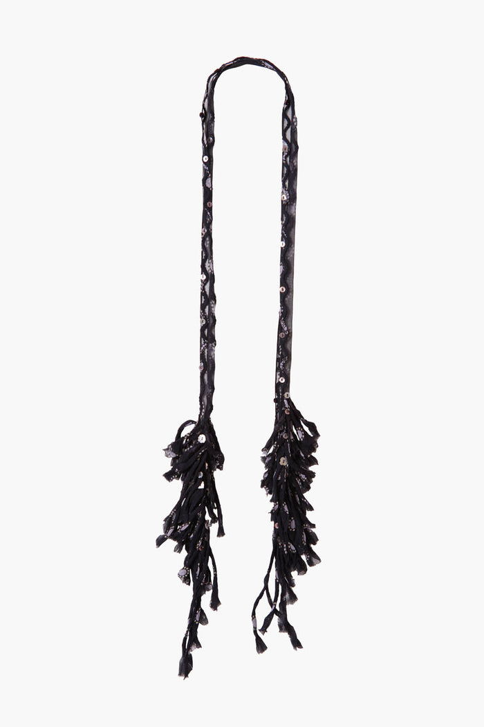chan luu Fringe Skinny Scarf Blue Dot Scarves