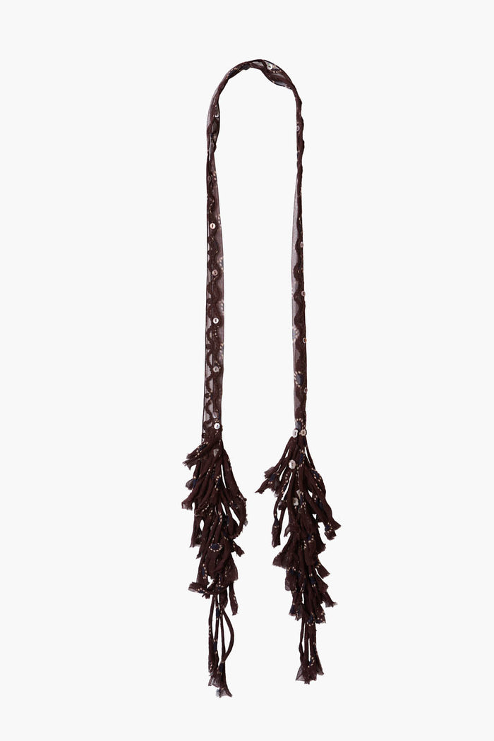 chan luu Fringe Skinny Scarf Chocolate Dot Scarves