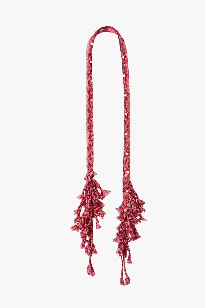 chan luu Fringe Skinny Scarf Pink Floral Scarves