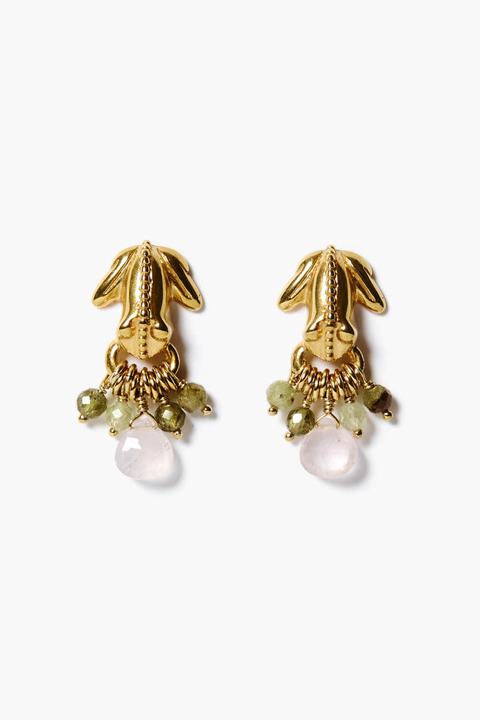 chan luu Frog Earrings Green Garnet Mix Earrings