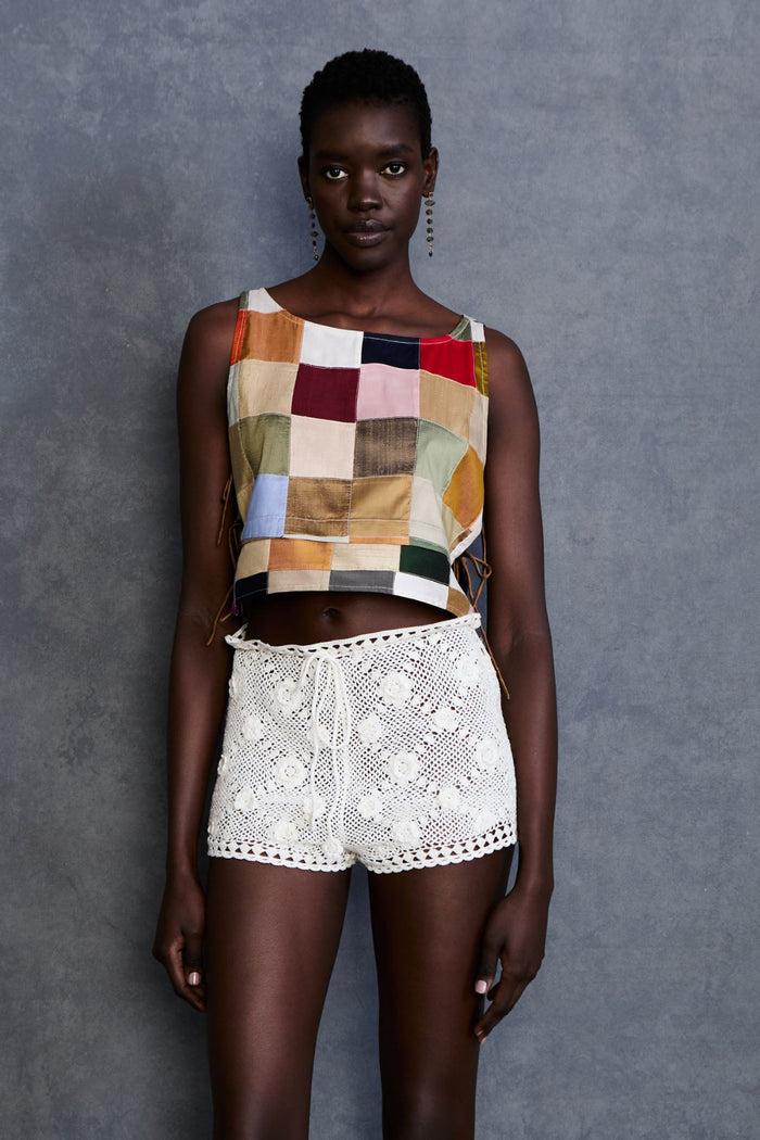 chan luu Gigi Silk Tank Top Patchwork RTW